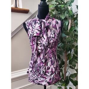Bar III Women Multicolor Polyester Halter Neck Sleeveless Top Blouse Size Large